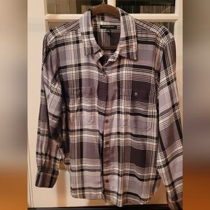 Banana Republic Women's Black and White Plaid Shirt